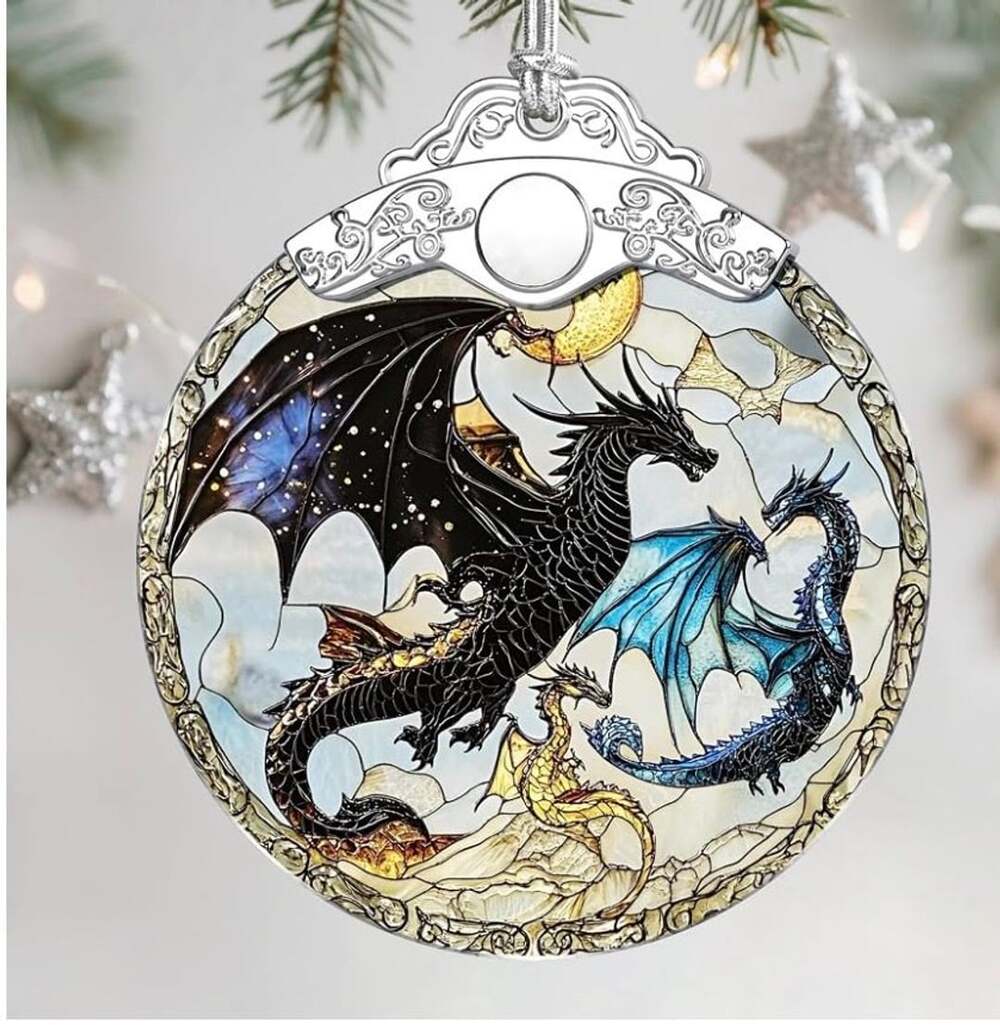 Fourth Wing Dragon Stained Glass Suncatcher Ornament
